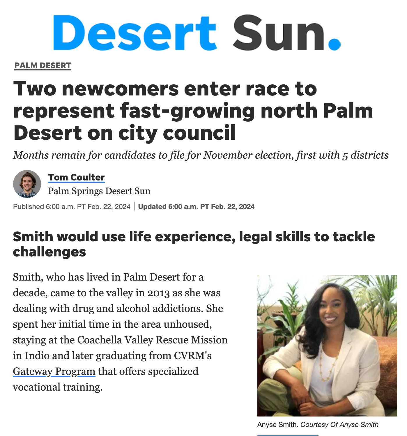 Two newcomers enter race to represent fast-growing north Palm Desert on city council