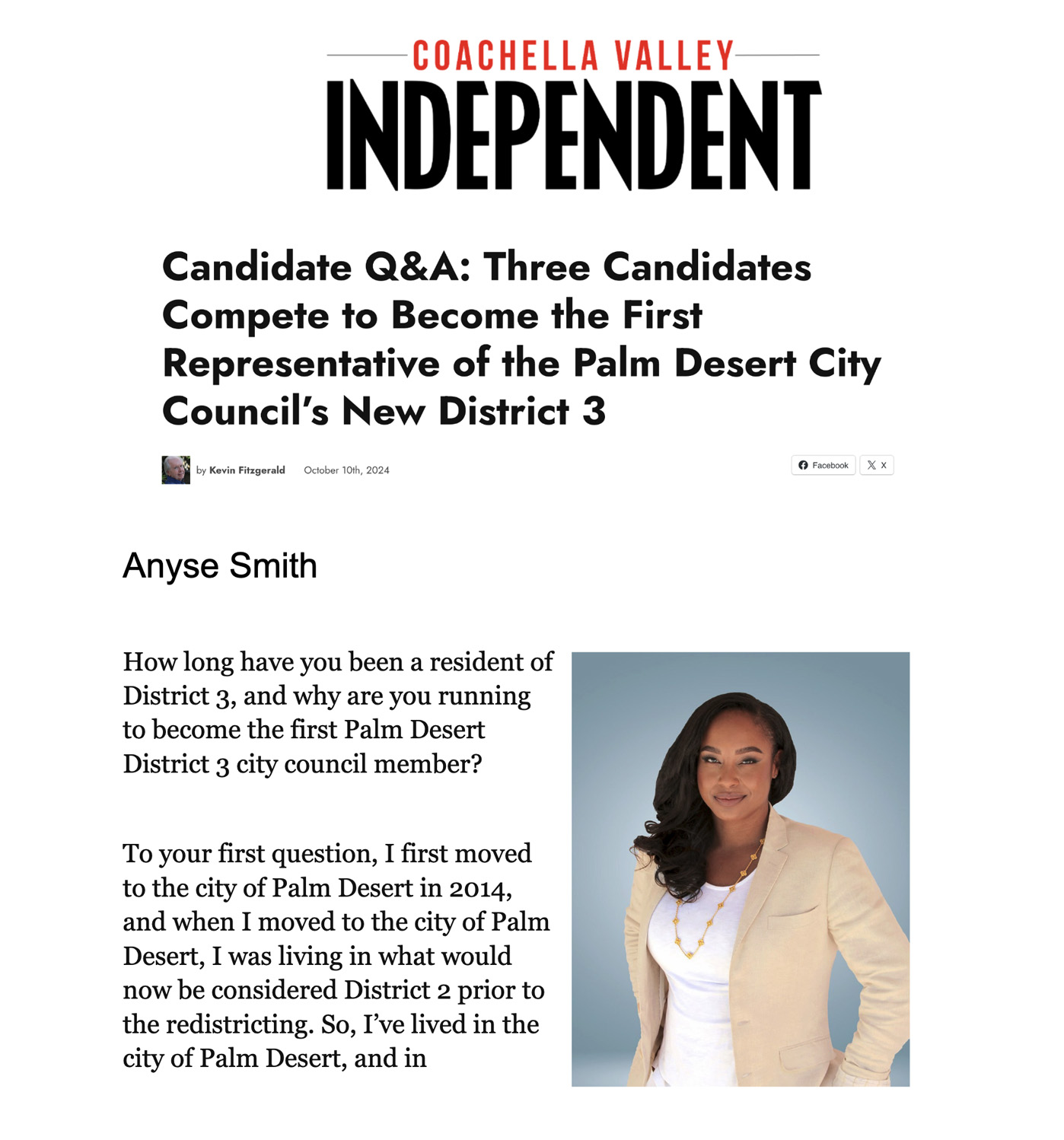 Coachella Valley Independent Candidate Q & A
